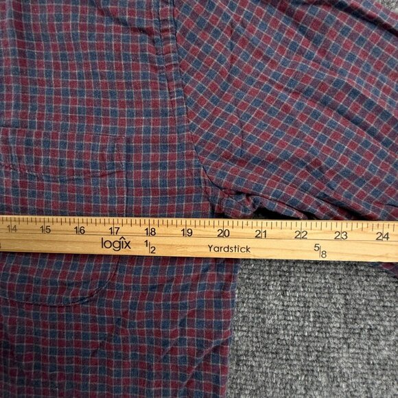 Faherty Flannel Soft Red Blue Check Button Up Shirt Long Sleeve Medium Cotton - Picture 6 of 15